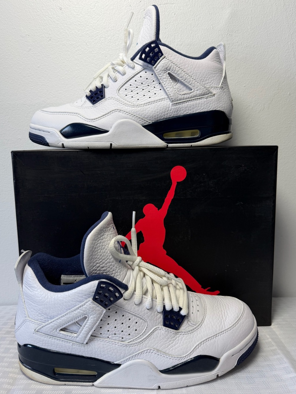 Jordan Air Jordan 4 Retro LS Legend Blue 2014 White Navy Leather Sneaker Size 8